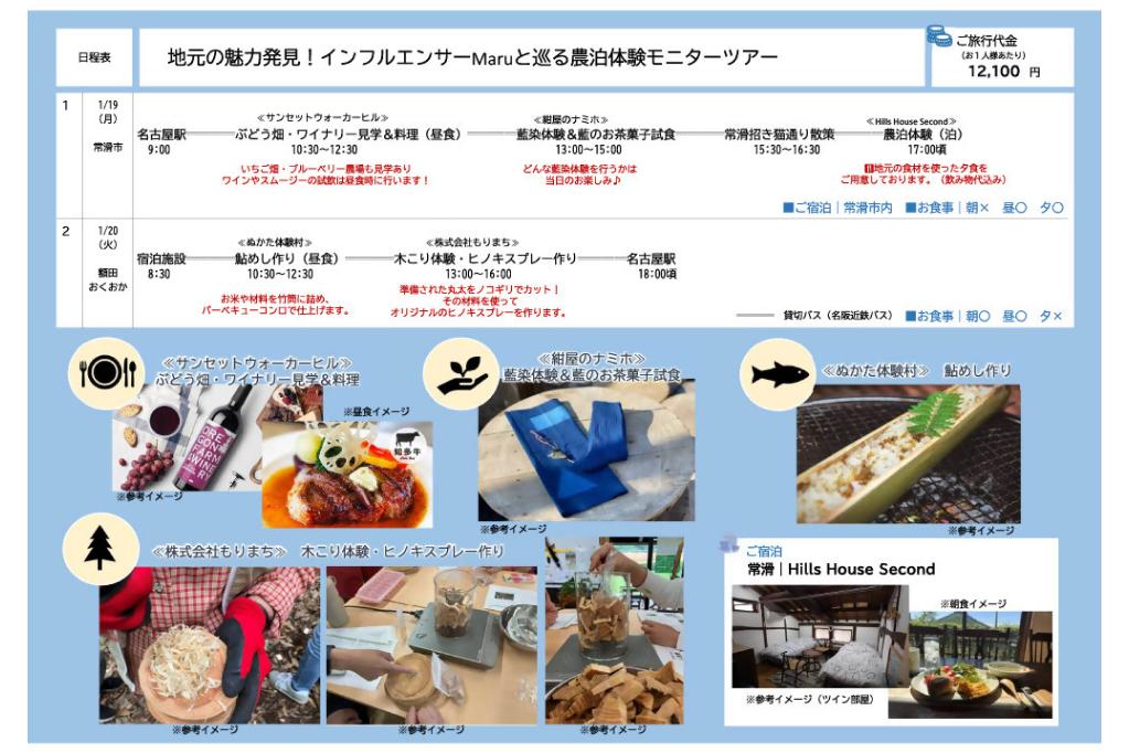 「地元の魅力発見！インフルエンサーMaruと巡る農泊体験モニターツアー」申し込みは1月9日（金）まで！