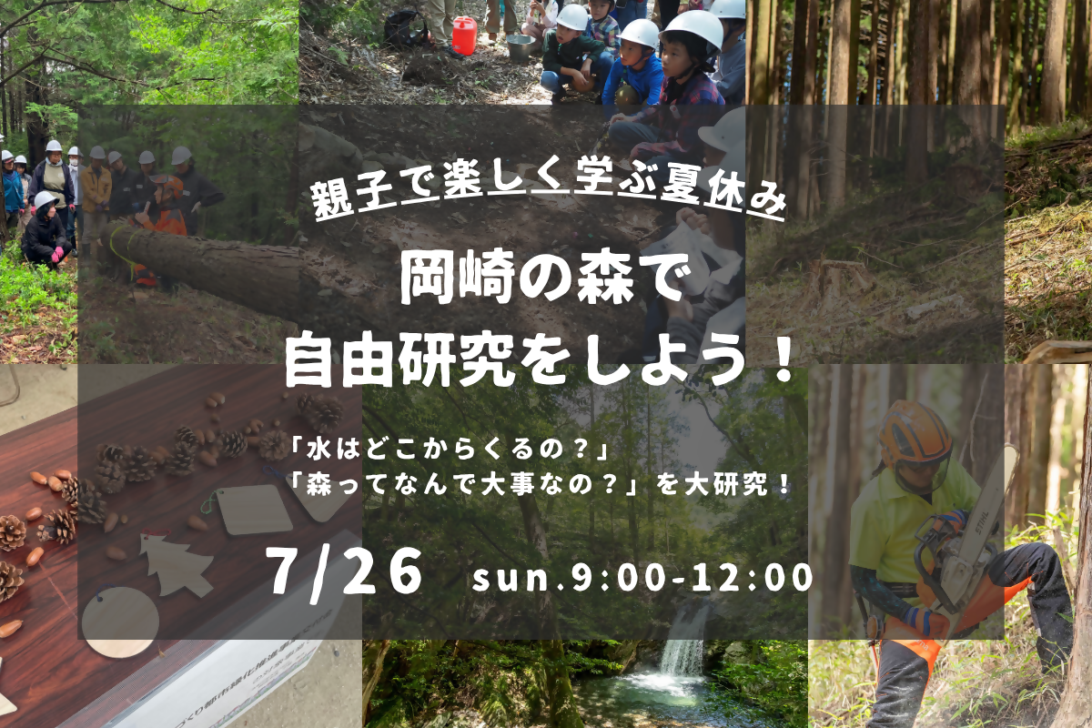 夏休み特別企画「岡崎の森で自由研究をしよう!」を開催します。