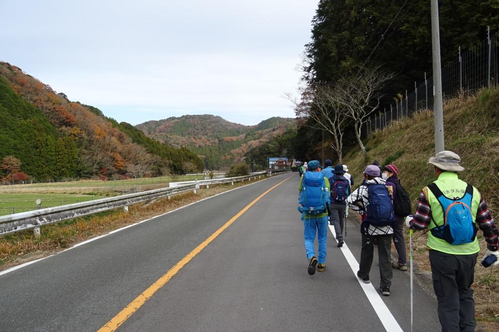 鳥川の里を歩きます。まだ一部紅葉が残っていますね。