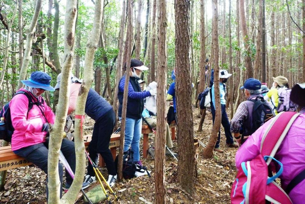 ベンチがあるポイントで休憩をとります！