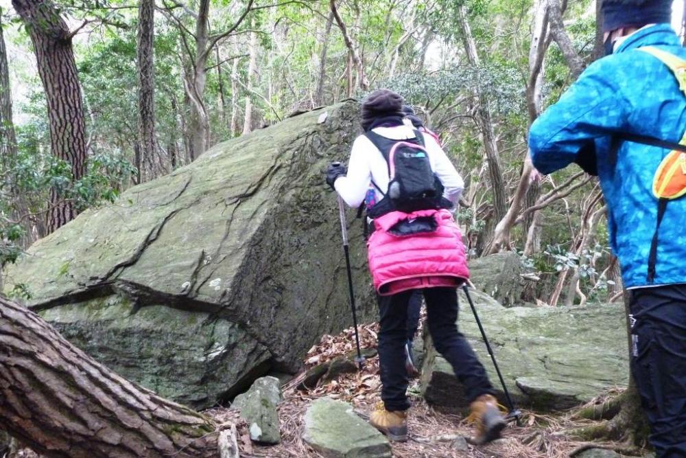 身長と同じぐらいの大きな岩を発見！もう少しで水晶山かな？