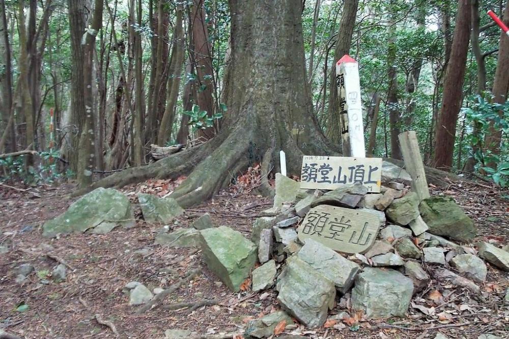 額堂山山頂。積み石が目印です。