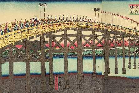 歌川貞秀〈三州岡崎矢矧大橋勝景〉江戸時代後期