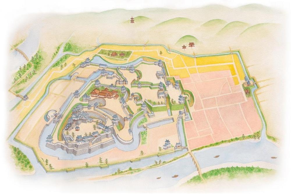 岡崎城縄張図　（画：松岡徹）
