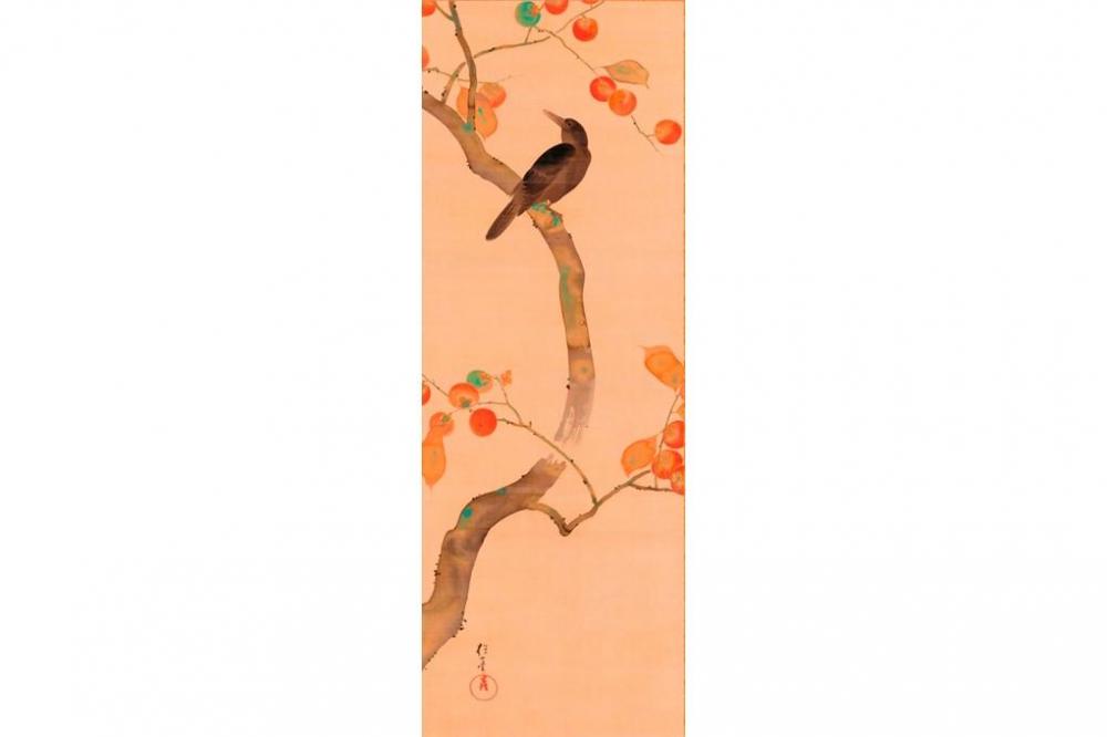 酒井抱一《十二ヵ月花鳥図》（十二幅対のうち十月）江戸時代後期　出光美術館蔵