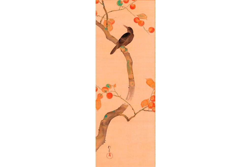 酒井抱一《十二ヵ月花鳥図》（十二幅対のうち十月）江戸時代後期　出光美術館蔵