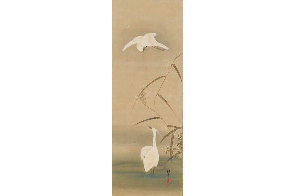 酒井抱一《十二ヵ月花鳥図》（十二幅対のうち十一月）江戸時代後期　出光美術館蔵