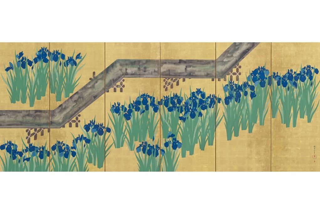 酒井抱一《八ツ橋図屏風》（右隻）江戸時代後期　出光美術館蔵