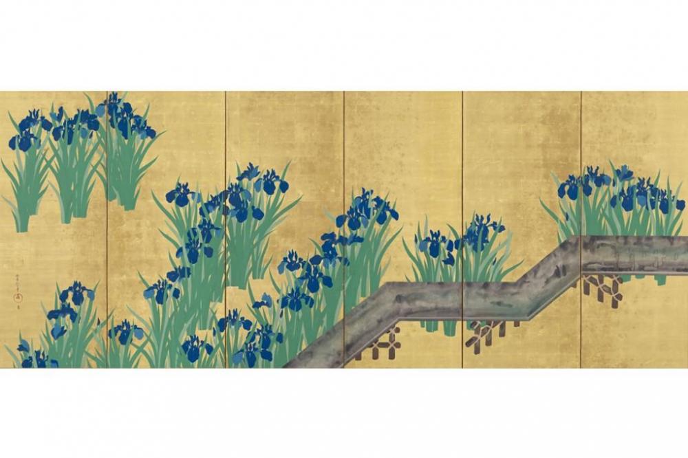 酒井抱一《八ツ橋図屏風》（左隻）江戸時代後期　出光美術館蔵