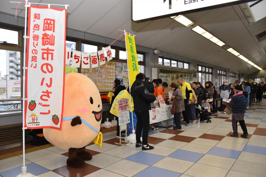 岡崎産いちごの消費宣伝活動（2017年）の様子