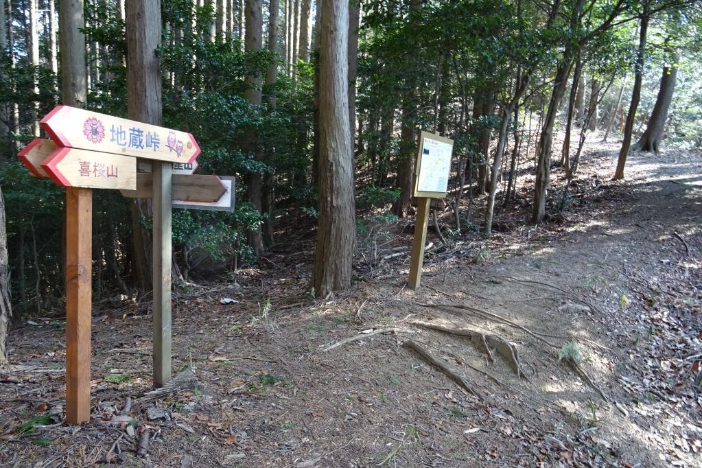 額堂山の西側にある地蔵峠。登山道の交差点になっています。