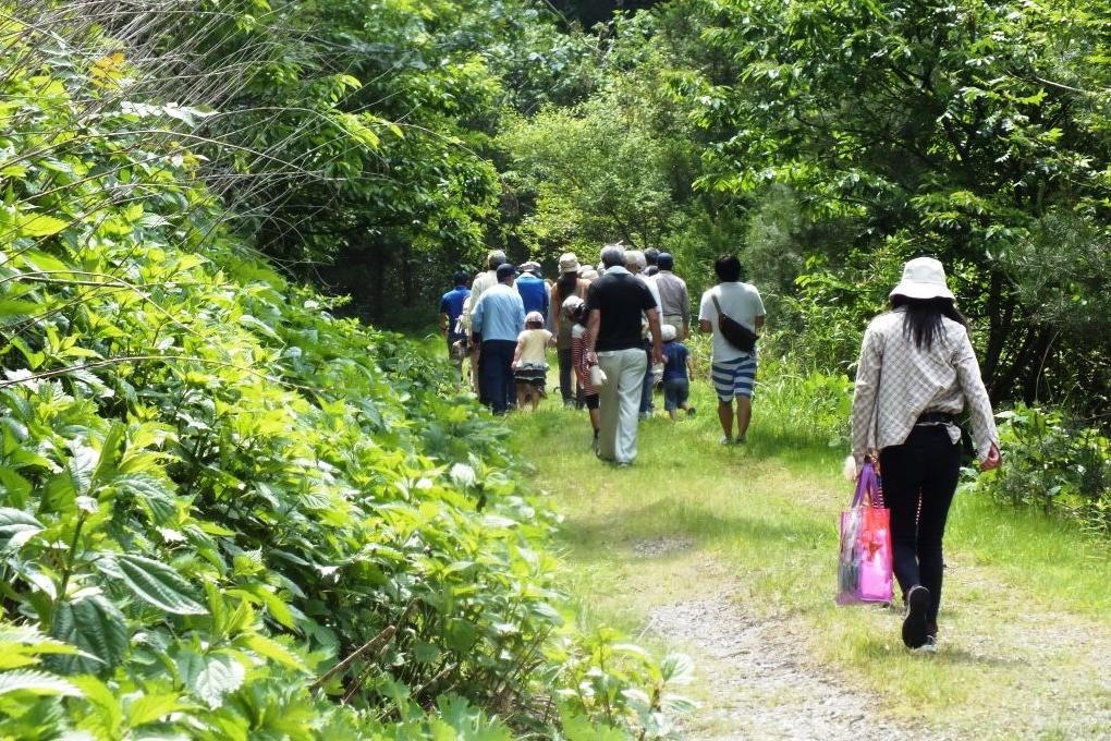 産湯の滝へは１０分ほど歩きます