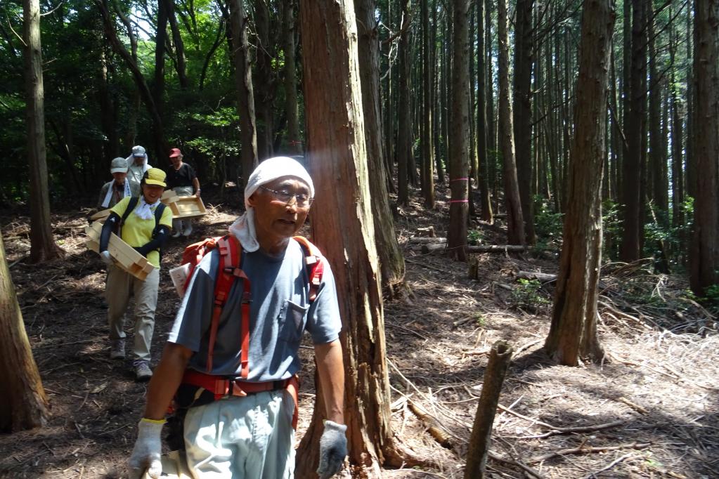 設置場所まで登山道を行く