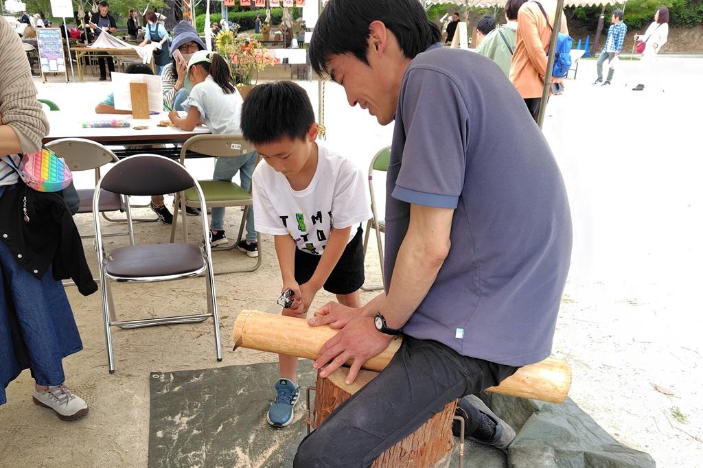 丸太切り体験＆コースターづくり