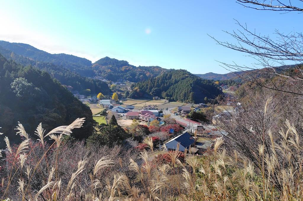 中腹から望むかおれ渓谷と桜形町