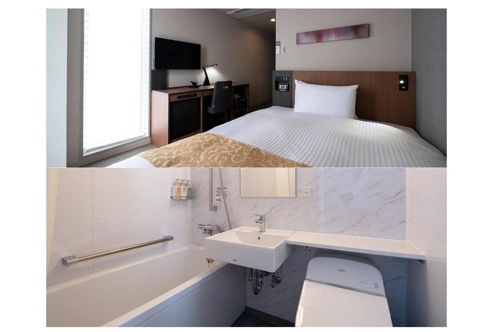 シングルルームの一例：全室SIMMONS(シモンズ)社製ベッド使用